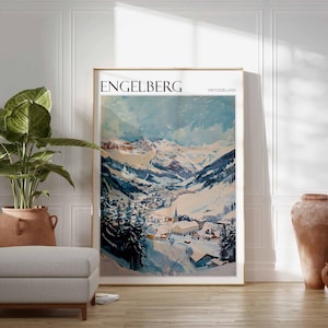 Skiing Travel Poster, Skiing Art, Engelberg Poster, Swiss Alps Print, Winter Poster, Mountain Poster, Ski Poster, Snow Poster, Engelberg Art