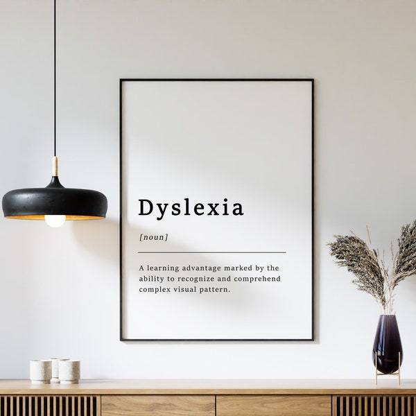 Impression définition de la dyslexie, affiche définition drôle, impression amusante, définition artistique de la comédie, impression murale moderne, décoration d'intérieur, cadeau, A1/A2/A3/A4