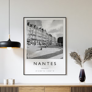 Nantes Travel Print, Nantes Travel Poster, France Travel Print, French Print, Black and White Travel Poster, Travel Art, Travel Gift