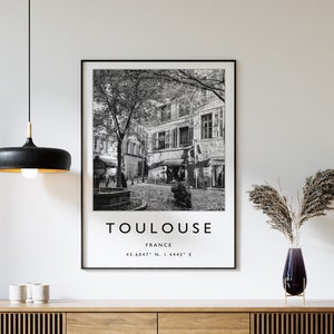 Toulouse Travel Print, Toulouse Travel Poster, France Travel Print, French Print, Black and White Travel Poster, Travel Art, Travel Gift