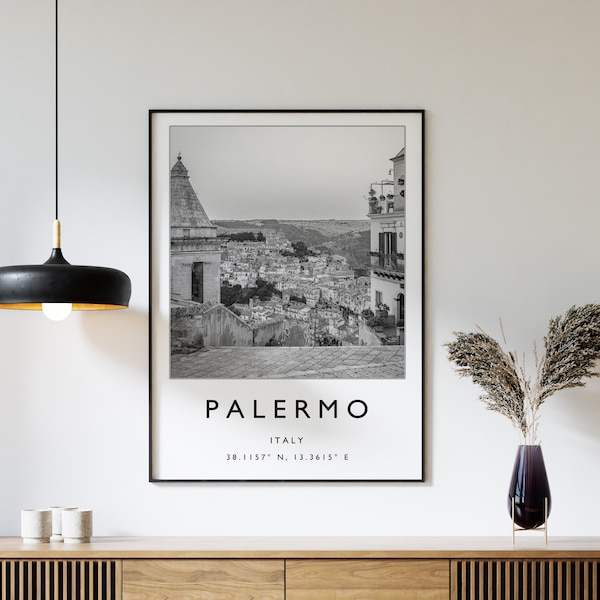 Palermo Travel Print, Palermo Travel Poster, Italy Travel Print, Italian Print, Black and White Travel Poster, Travel Art, Travel Gift