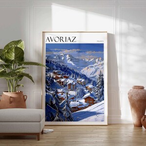 Skiing Travel Poster, Skiing Art, Avoriaz Poster, Avoriaz Print, French Alps Decor, Winter Print, Avoriaz Travel Print, Avoriaz Ski Poster