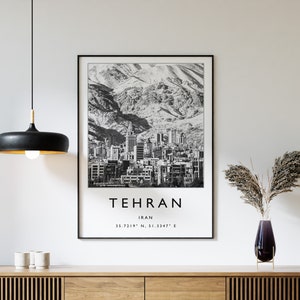 Tehran Travel Print, Tehran Travel Poster, Iran Travel Print, Iran Print, Black and White Travel Poster, Travel Art, Travel Gift