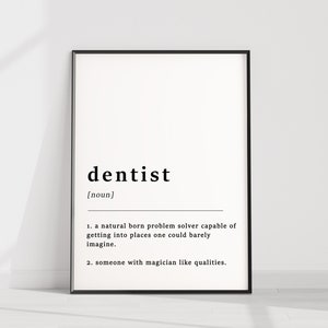 Definition Of A Dentist Quote Poster Print, Dentist Dental Print, Home Art, Funny Poster, Funny Quotes, Wall Print, Typography, Wall Art