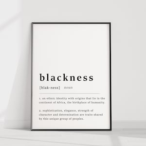 Póster con frase "Definition of Black", impresión de piel negra, arte para el hogar, arte africano, decoración africana, impresión de pared, tipografía, arte mural
