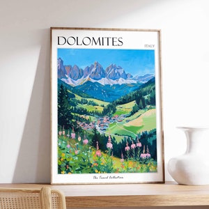 Dolomites Poster, Dolomites Travel Print, Italy Wall Art, Italian Travel Print, Italian Decor, Dolomites Gift, Italian Gift