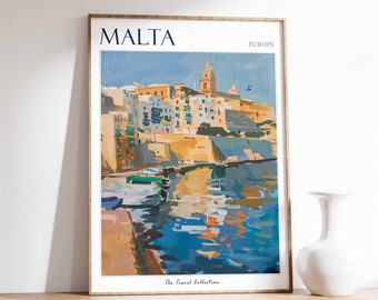 Malta Travel Poster: Mediterranean Sea Wall Art