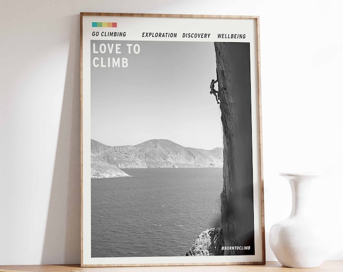 Climbing Art Print: Adventure Wall Decor, Gift for Climber
