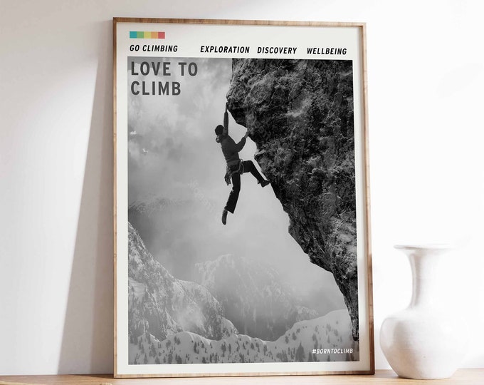 Climbing Art Print: Adventure Wall Decor, Gift for Climber