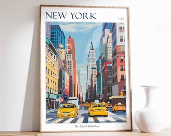 New York City Travel Poster: Manhattan Skyline Art Print