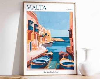 Malta Travel Poster: Mediterranean Sea View Art Print