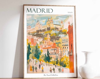 Póster de viaje de Madrid: Arte mural de la ciudad española