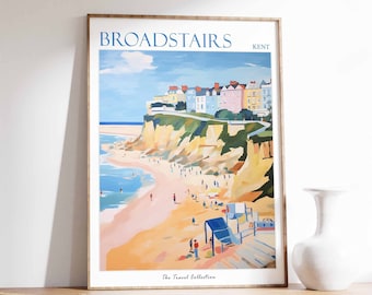 Broadstairs Poster, Broadstairs Reisedruck, Kent Poster, Broadstairs Reiseposter, Strandkunst, Broadstairs Geschenk, Küstendekoration