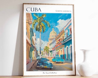 Havanna Kuba Reiseposter: Vintage Cars, Tropisches Dekor
