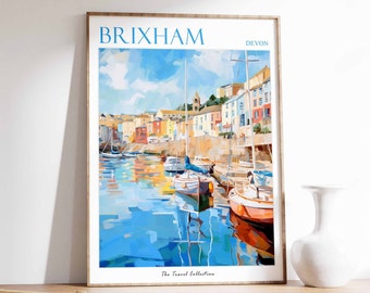 Brixham Travel Poster: Devon Seaside Art Print