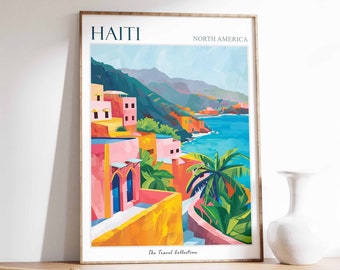 Haiti Poster, Haiti Travel Print, Tropical Decor, Botanical Print, Caribbean Travel Poster, Haitian Decor, Haiti Gift, Haiti Travel Art