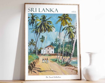 Poster Sri Lanka, impression de voyage au Sri Lanka, décoration sri lankaise, art mural tropical, impression botanique, art asiatique, cadeau asiatique, art sri lankais