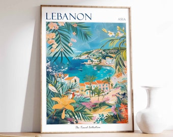 Lebanon Travel Poster: Middle Eastern Landscape Art Print