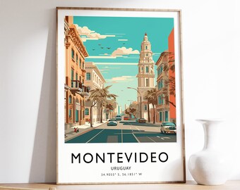 Montevideo Uruguay Travel Poster: Colourful Vintage-Style Print