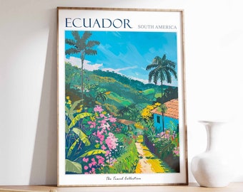 Ecuador Poster, Ecuador Travel Print, Tropical Decor, Botanical Print, Latin Travel Poster, South American Decor, Ecuadorian Gift