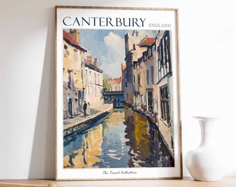 Canterbury Travel Poster, Canterbury Travel Print, British Poster, British Print, Botanical Wall Art, United Kingdom Art, Canterbury Poster