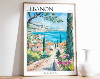 Lebanon Travel Poster: Middle Eastern Landscape Art Print