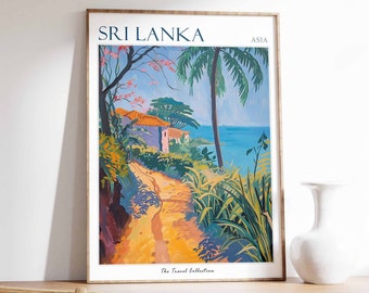 Poster Sri Lanka, impression de voyage au Sri Lanka, décoration sri lankaise, art mural tropical, impression botanique, art asiatique, cadeau asiatique, art sri lankais