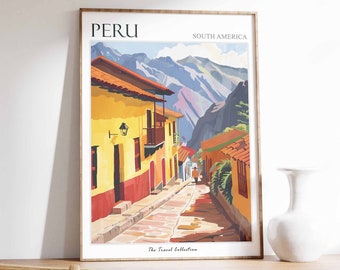 Peru Travel Poster: Andean Landscape Art Print