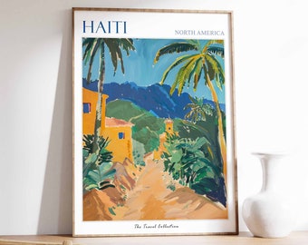 Haiti Poster, Haiti Travel Print, Tropical Decor, Botanical Print, Caribbean Travel Poster, Haitian Decor, Haiti Gift, Haiti Travel Art