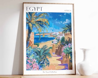 Egypt Poster, Egypt Print, Islamic Travel Poster, Islamic Decor, Tropical Print, Floral Decor, Middle Eastern Art, Travel Gift, Egypt Gift