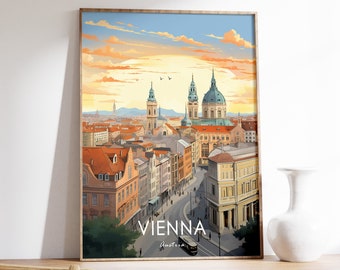 Vienna Poster, Austria Travel Print, Austria Poster, Vienna Travel Print, Floral Wall Art, Backpacking Gift, Travel Gift, Floral Decor