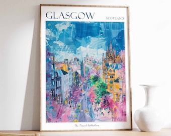 Plakat podróżniczy do Glasgow: Szkocka sztuka ścienna z motywami botanicznymi