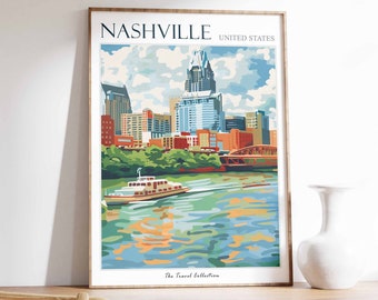 Nashville Reiseplakat, Nashville Reisedruck, Tennessee Plakat, USA Wandkunst, Botanische Kunst, Nashville Reiseplakat, Nashville Geschenk