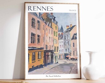 Rennes Poster, Rennes Travel Print, Tropical Decor, City Wall Art, French Decor, France Travel Print, Rennes Gift, Rennes Travel poster