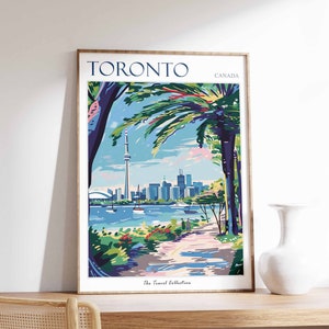 Póster de Toronto, Impresión de viaje a Toronto, Decoración tropical, Arte mural urbano, Decoración canadiense, Impresión de viaje a Canadá, Regalo de Toronto