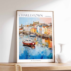 Charlestown Poster, Charlestown Travel Print, Cornwall Poster, Charlestown Travel Poster, Beach Art, Charlestown Gift, Coastal Decor