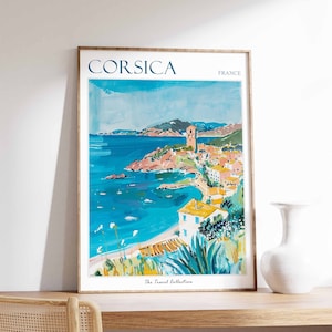 Corsica Poster, Corsica Travel Print, Tropical Decor, Sea Wall Art, French Decor, France Travel Print, Corsica Gift, Corsica Travel Poster