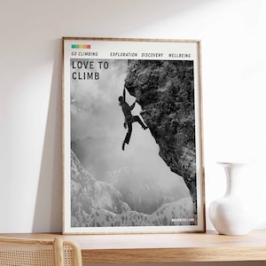 Climbing Poster, Climbing Print, Adventure Wall Art, Gift for Climber, Climbing Gift, Outdoor Wall Art, Nature Wall Art, A1/A2/A3/A4