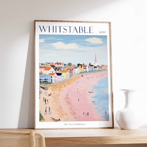 Whitstable Poster, Whitstable Travel Print, Kent Travel Poster, British Decor, Tropical Decor, Whitstable Gift, Whitstable Travel Poster