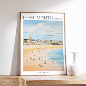 Lossiemouth Poster, Lossiemouth Reisedruck, Schottland-Reiseplakat, schottisches Dekor, tropisches Dekor, Seedruck, Lossiemouth-Reiseplakat