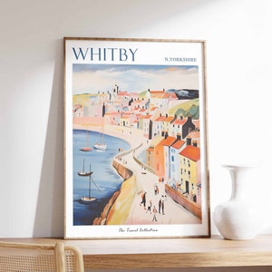 Whitby Poster, Whitby Travel Print, North Yorkshire Travel Poster, British Decor, Tropical Decor, Whitby Gift, Whitby Travel Poster