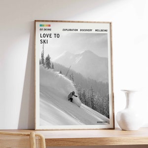 Skiing Poster, Ski Print, Adventure Wall Art, Gift for Skier, Winter Sports Gift, Outdoor Wall Art, Nature Wall Art, A1/A2/A3/A4