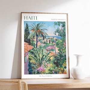 Haiti Poster, Haiti Travel Print, Tropical Decor, Botanical Print, Caribbean Travel Poster, Haitian Decor, Haiti Gift, Haiti Travel Art