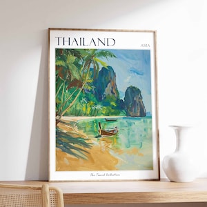Thailand Poster, Thailand Travel Print, Thai Decor, Oriental Art, Tropical Wall Art, Botanical Print, Thai Gift, Thai Wall Art, Thailand Art