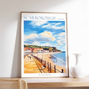 Scarborough Poster, Scarborough Travel Print, North Yorkshire Travel Poster, British Decor, Tropical Decor, Scarborough Travel Poster