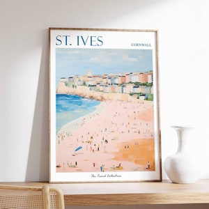 St Ives Poster, St Ives Travel Print, Cornwall Travel Poster, British Decor, Tropical Decor, Sea Print, St Ives Gift, St Ives Travel Poster