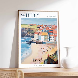 Whitby Poster, Whitby Travel Print, North Yorkshire Travel Poster, British Decor, Tropical Decor, Whitby Gift, Whitby Travel Poster