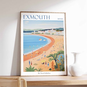 Exmouth Poster, Exmouth Travel Print, Devon Travel Poster, British Decor, Tropical Decor, Sea Print, Exmouth Gift, Exmouth Travel Poster