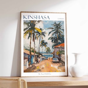 Kinshasa Poster, Kinshasa Reisedruck, DRC Reiseplakat, afrikanisches Dekor, Kongo Kunst, afrikanisches Geschenk, Kinshasa Geschenk, Kinshasa Reiseplakat