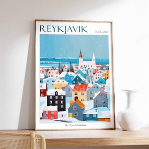 Reykjavik Poster, Reykjavik Travel Print, Iceland Travel Poster, Nordic Decor, Iceland Print, Reykjavik Gift, Reykjavik Travel Poster